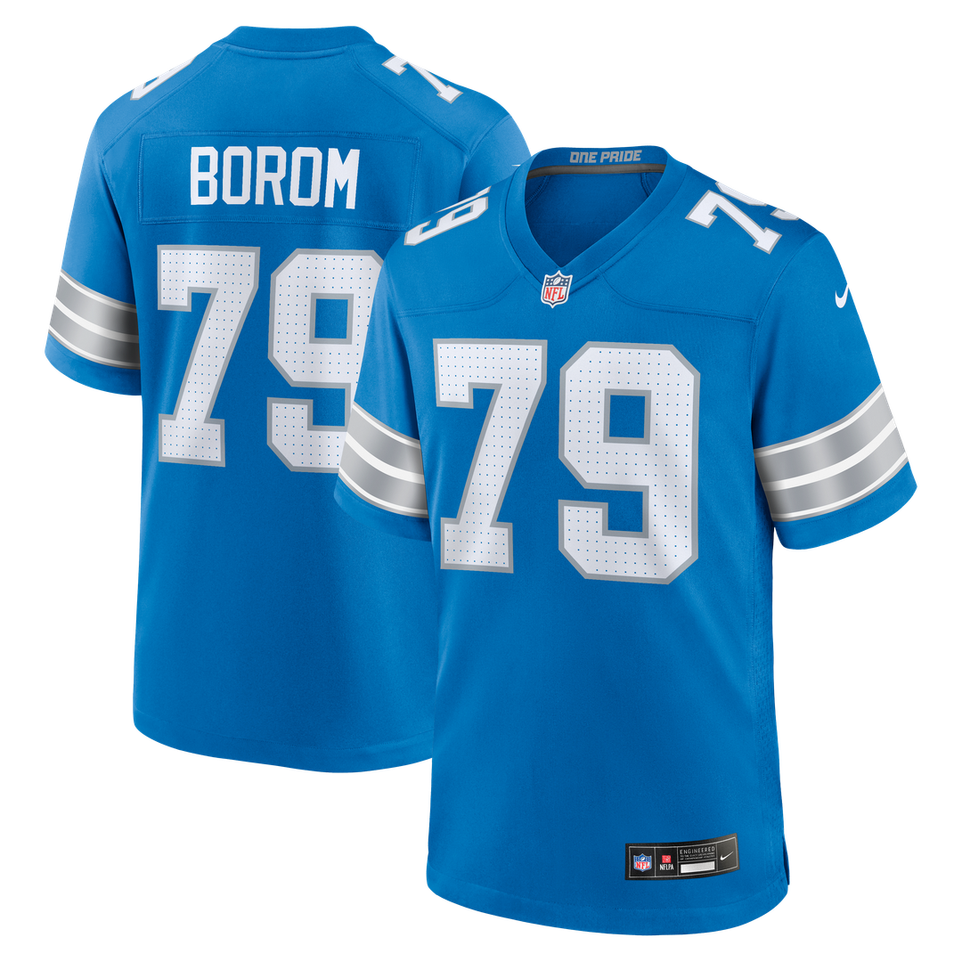 Detroit Lions Larry Borom Nike Blue Team Game Jersey