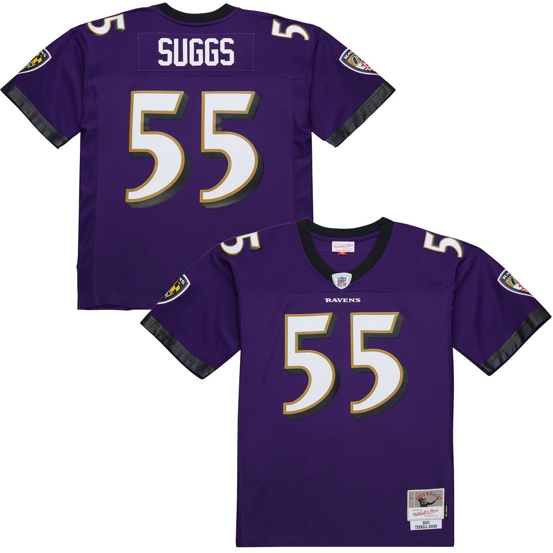 Baltimore Ravens Terrell Suggs Mitchell & Ness White 2003 Legacy Replica Player Jersey