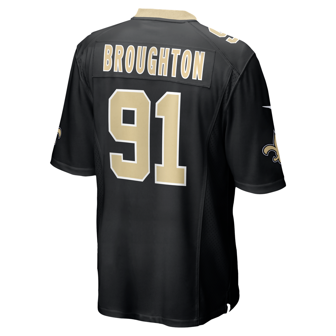 New Orleans Saints Vernon Broughton Nike Black Team Game Jersey