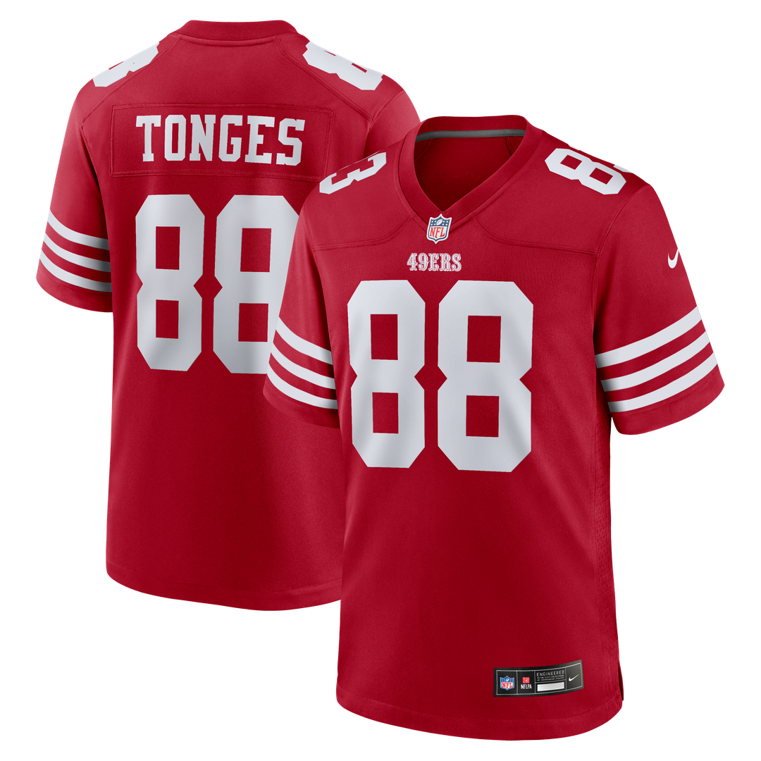 San Francisco 49ers Jake Tonges Nike Scarlet Team Game Jersey