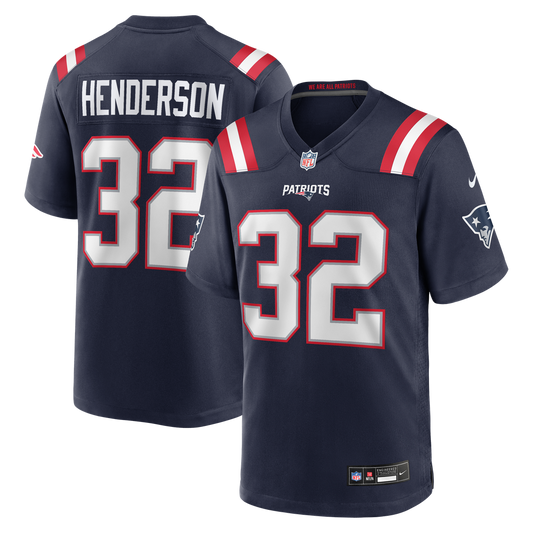 New England Patriots TreVeyon Henderson Nike Navy 2025 NFL Draft Game Jersey
