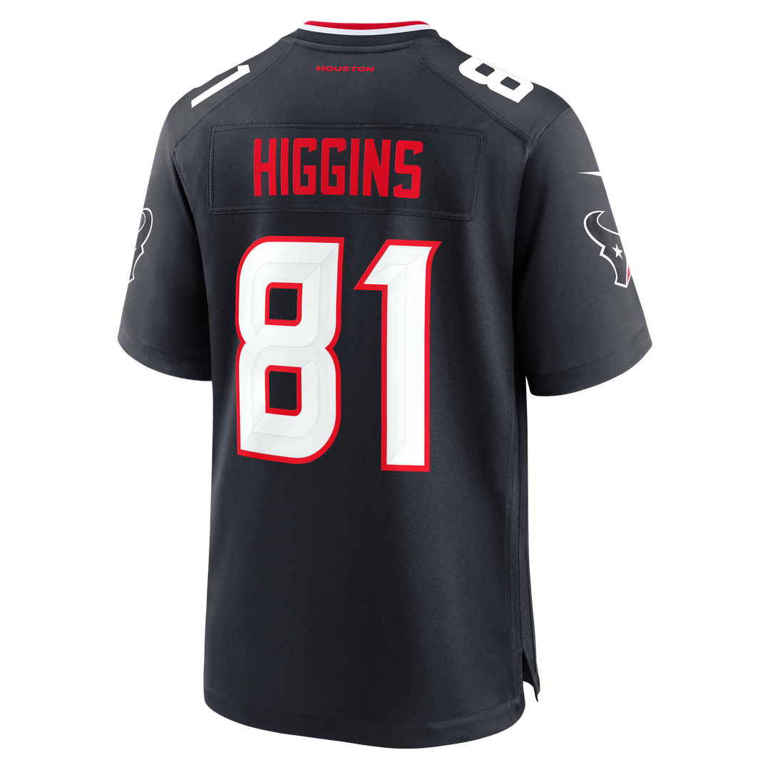 Houston Texans Jayden Higgins Nike Navy Game Jersey
