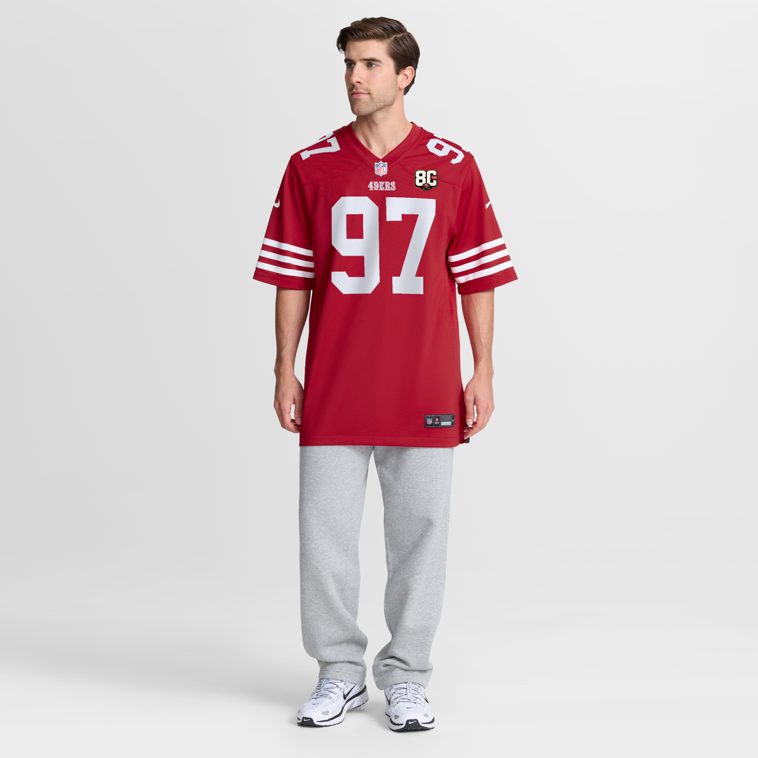 San Francisco 49ers Nick Bosa Nike White 80th Anniversary Game Jersey