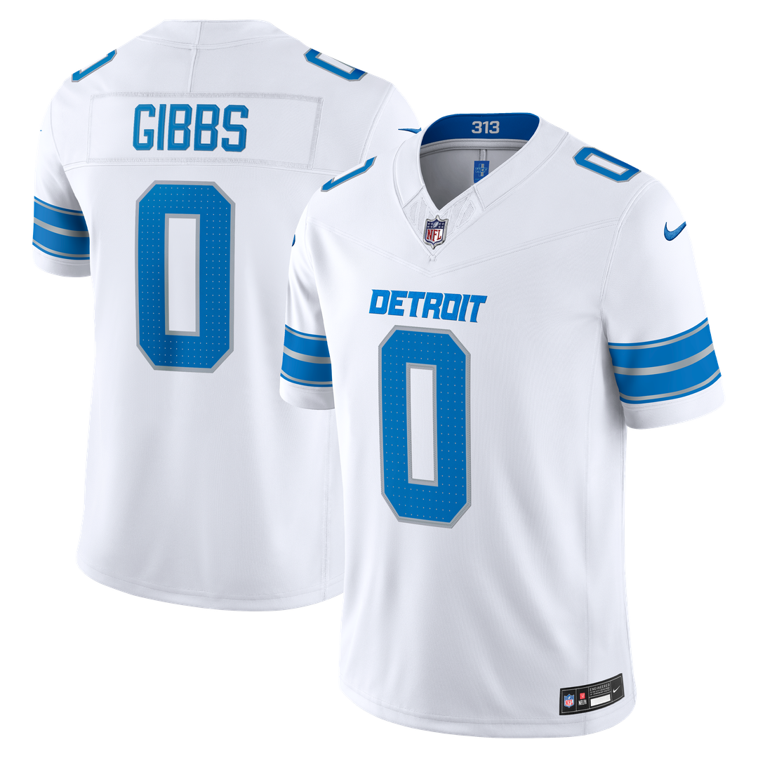 Detroit Lions Jahmyr Gibbs Nike White Vapor F.U.S.E. Stitched Limited Jersey