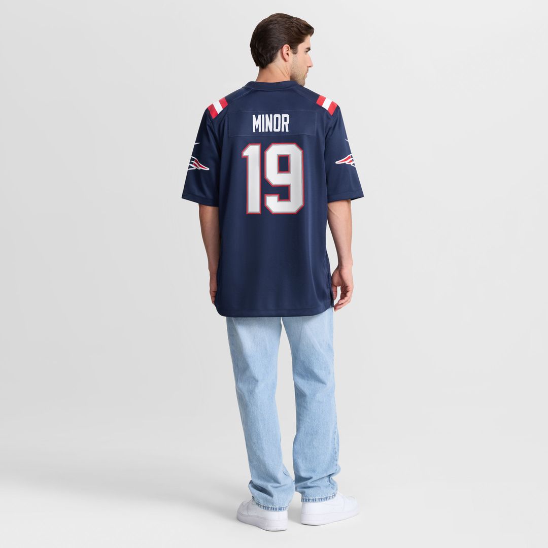 New England Patriots Kobee Minor Nike Navy Team Game Jersey