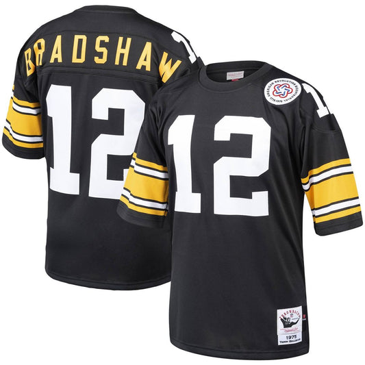 Pittsburgh Steelers Terry Bradshaw Mitchell & Ness Black Authentic Throwback Retired Player Jersey