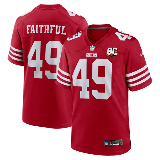 San Francisco 49ers The Faithful Nike Scarlet 80th Anniversary Game Jersey