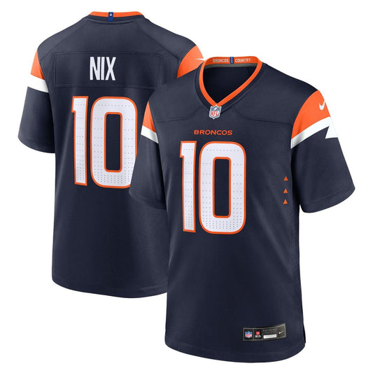 Denver Broncos Bo Nix Nike Navy Alternate Game Jersey