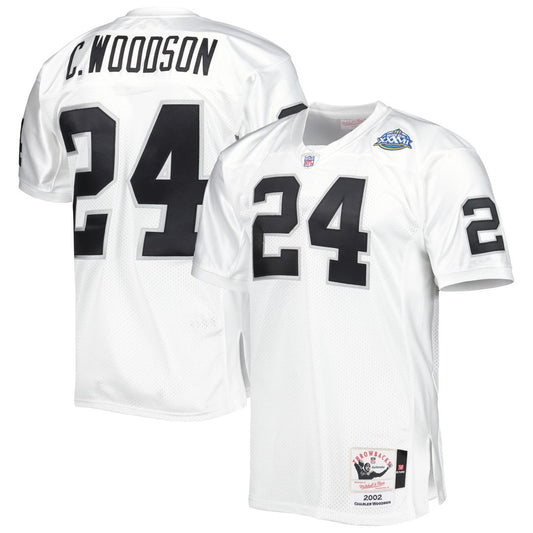 Las Vegas Raiders 2002 Charles Woodson Mitchell & Ness White Authentic Throwback Retired Player Jersey