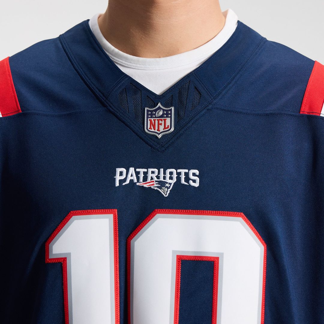 New England Patriots Drake Maye Nike Navy Team Vapor F.U.S.E. Stitched Limited Jersey