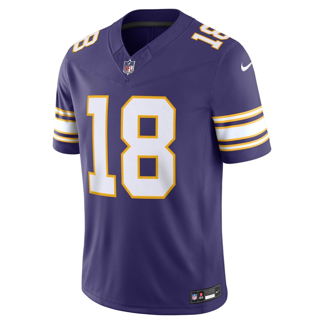 Minnesota Vikings Justin Jefferson Nike Purple Alternate Classic Vapor F.U.S.E. Stitched Limited Jersey
