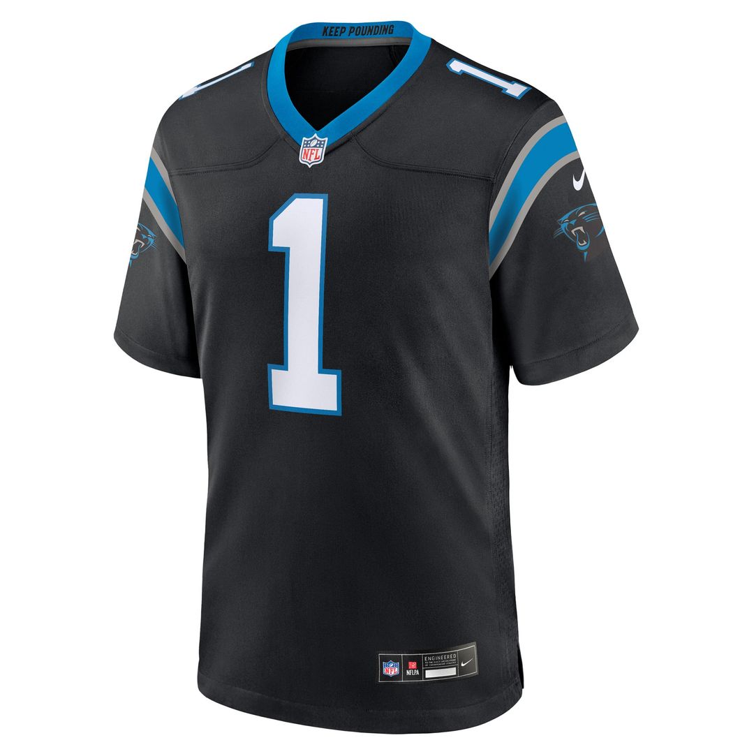 Carolina Panthers Number 1 Groom Nike Black Game Jersey