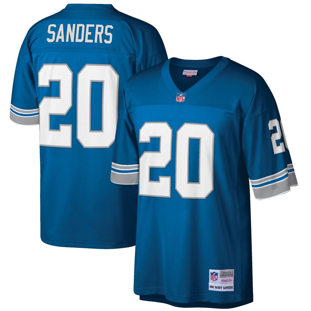 Detroit Lions Barry Sanders Mitchell & Ness White Big & Tall 1996 Retired Player Replica Jersey