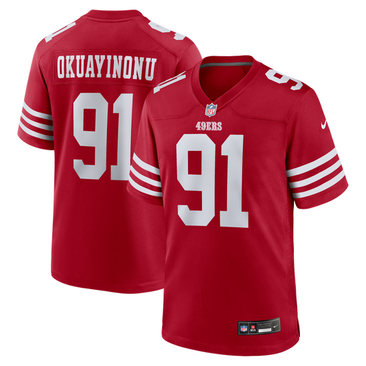 San Francisco 49ers Sam Okuayinonu Nike Scarlet Team Game Jersey