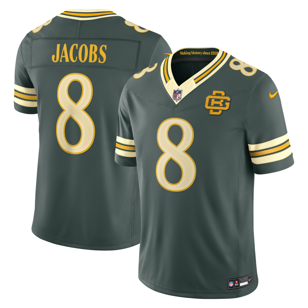 Green Bay Packers Josh Jacobs Nike Green 2026 Rivalries Collection Stitched Limited Jersey
