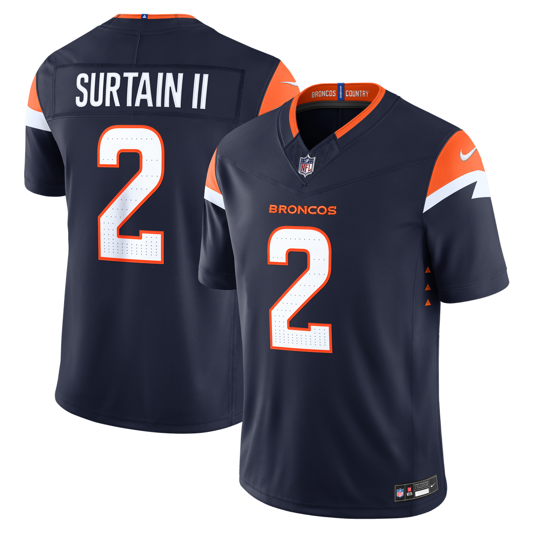 Denver Broncos Pat Surtain II Nike Navy Alternate Vapor F.U.S.E. Stitched Limited Jersey