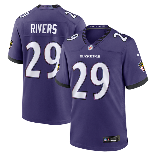 Baltimore Ravens Chandler Rivers Nike Purple Team Game Jersey