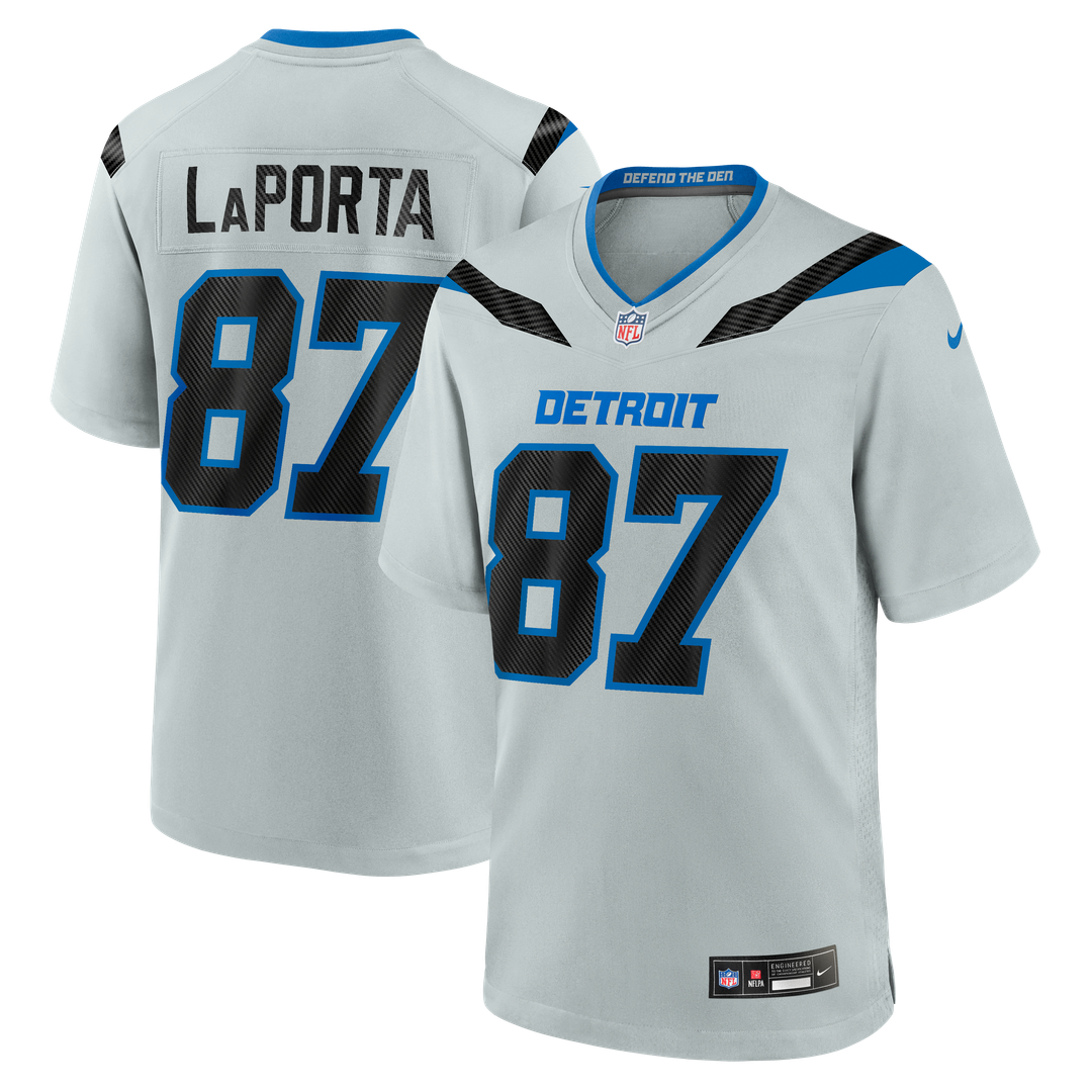 Detroit Lions Sam LaPorta Nike Silver 2026 Rivalries Collection Game Jersey
