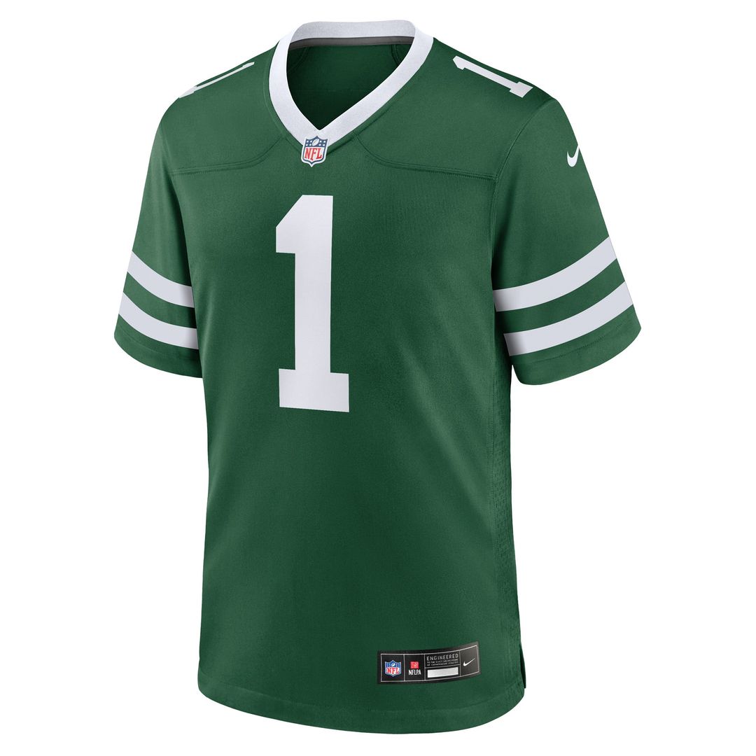 New York Jets Number 1 Groom Nike Legacy Green Game Jersey