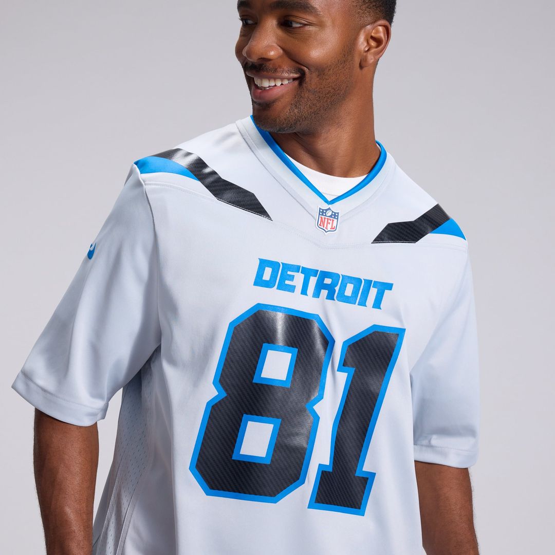 Detroit Lions Calvin Johnson Nike Silver 2026 Rivalries Collection Game Jersey