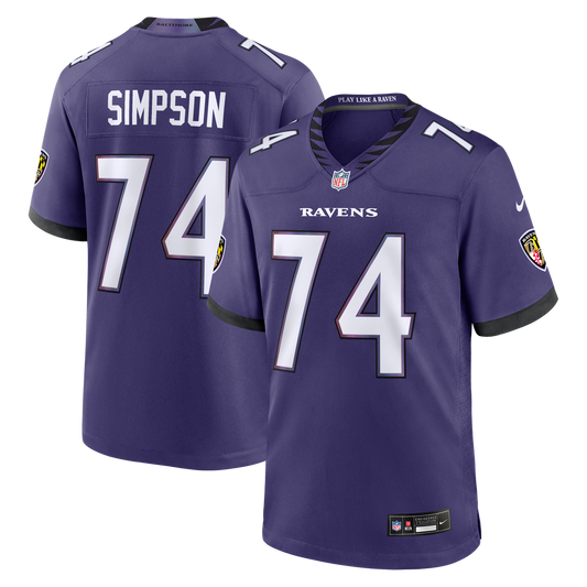 Baltimore Ravens John Simpson Nike Purple Team Game Jersey