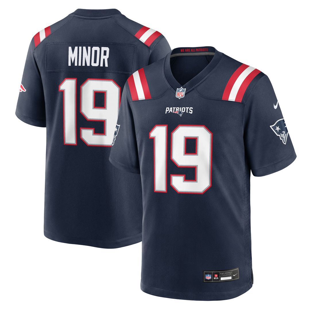 New England Patriots Kobee Minor Nike Navy Team Game Jersey