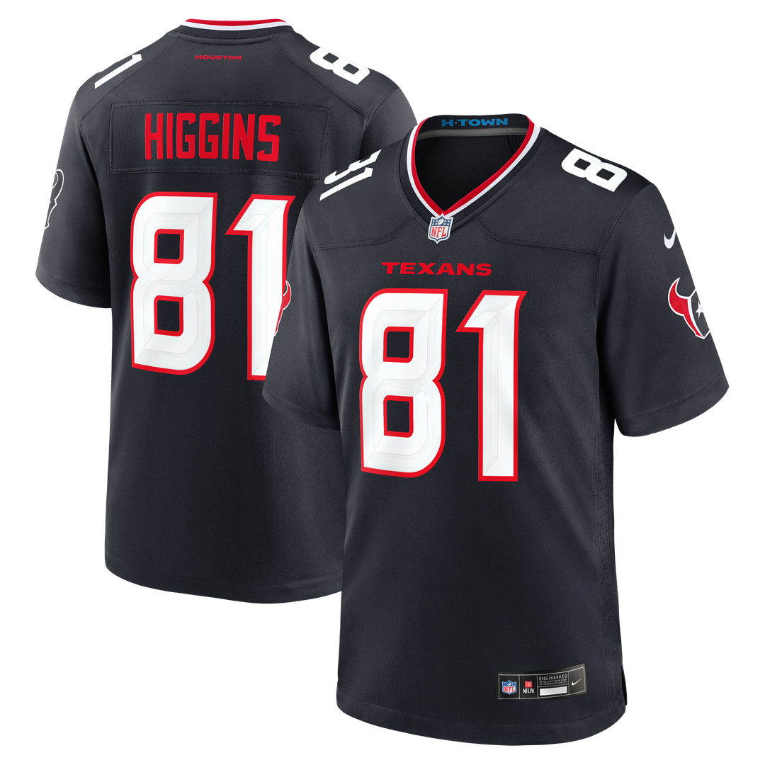 Houston Texans Jayden Higgins Nike Navy Game Jersey