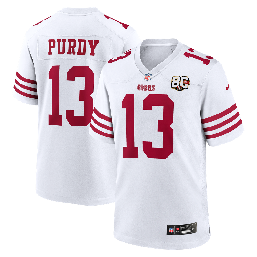 San Francisco 49ers Brock Purdy Nike White 80th Anniversary Game Jersey