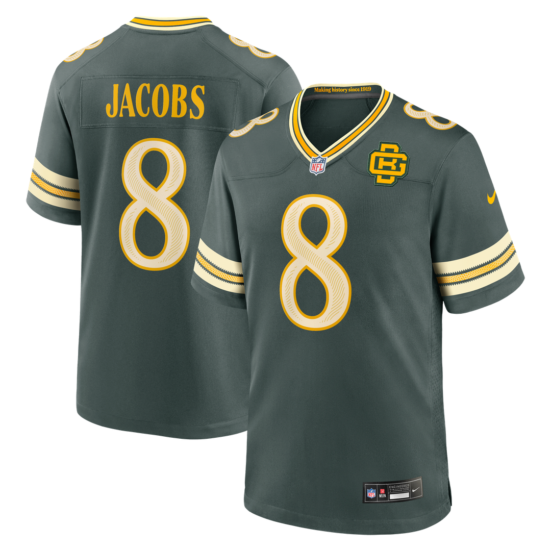 Green Bay Packers Josh Jacobs Nike Green 2026 Rivalries Collection Game Jersey