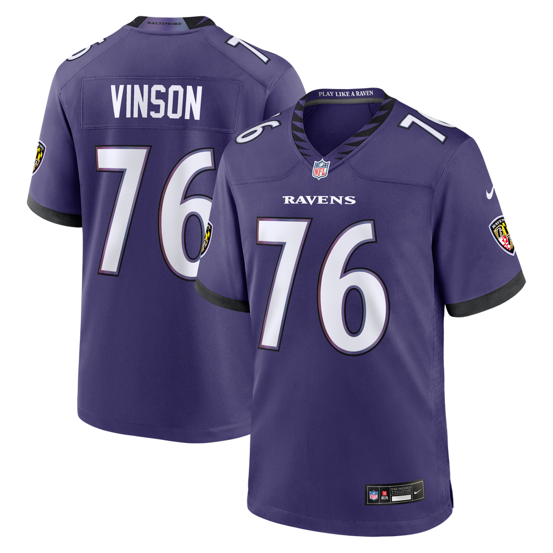 Baltimore Ravens Carson Vinson Nike Purple Team Game Jersey