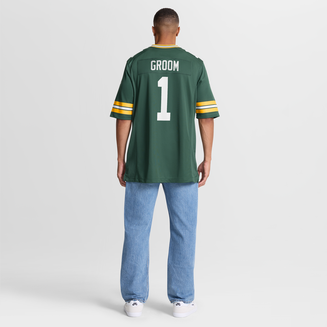 Green Bay Packers Number 1 Groom Nike Green Game Jersey