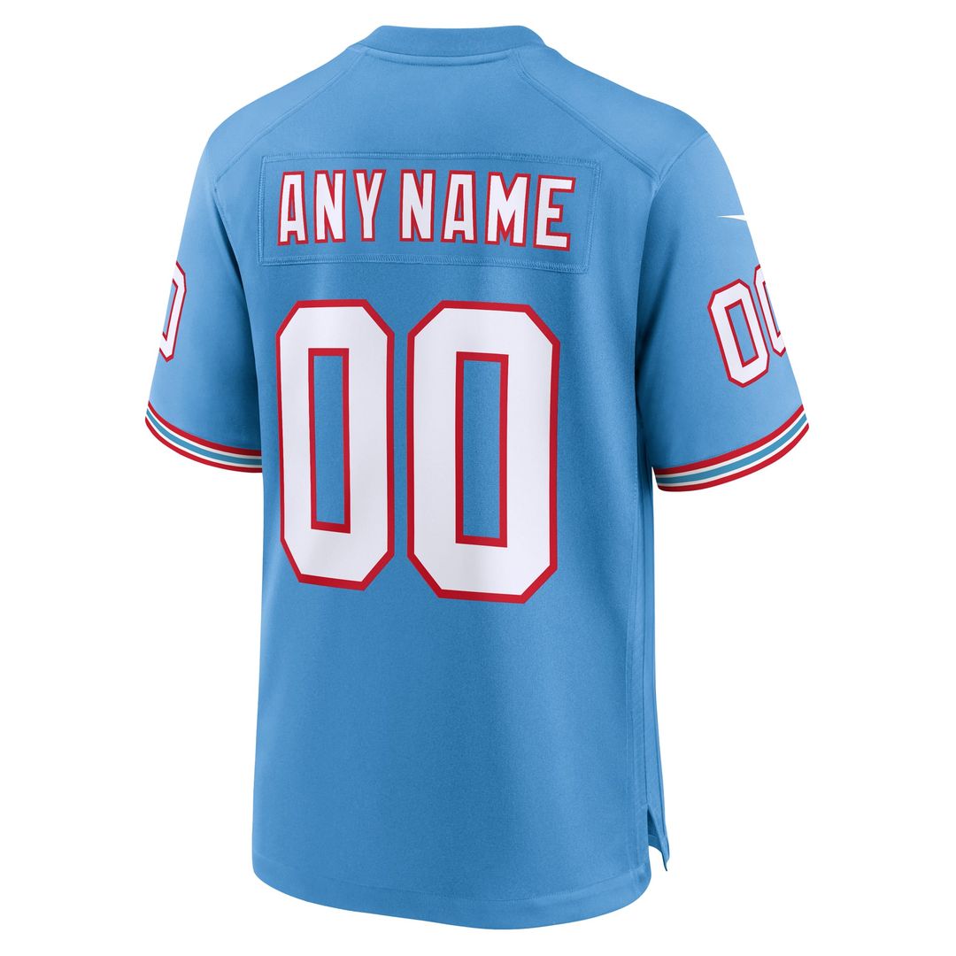 Tennessee Titans Nike Light Blue Oilers Throwback Custom Game Jersey