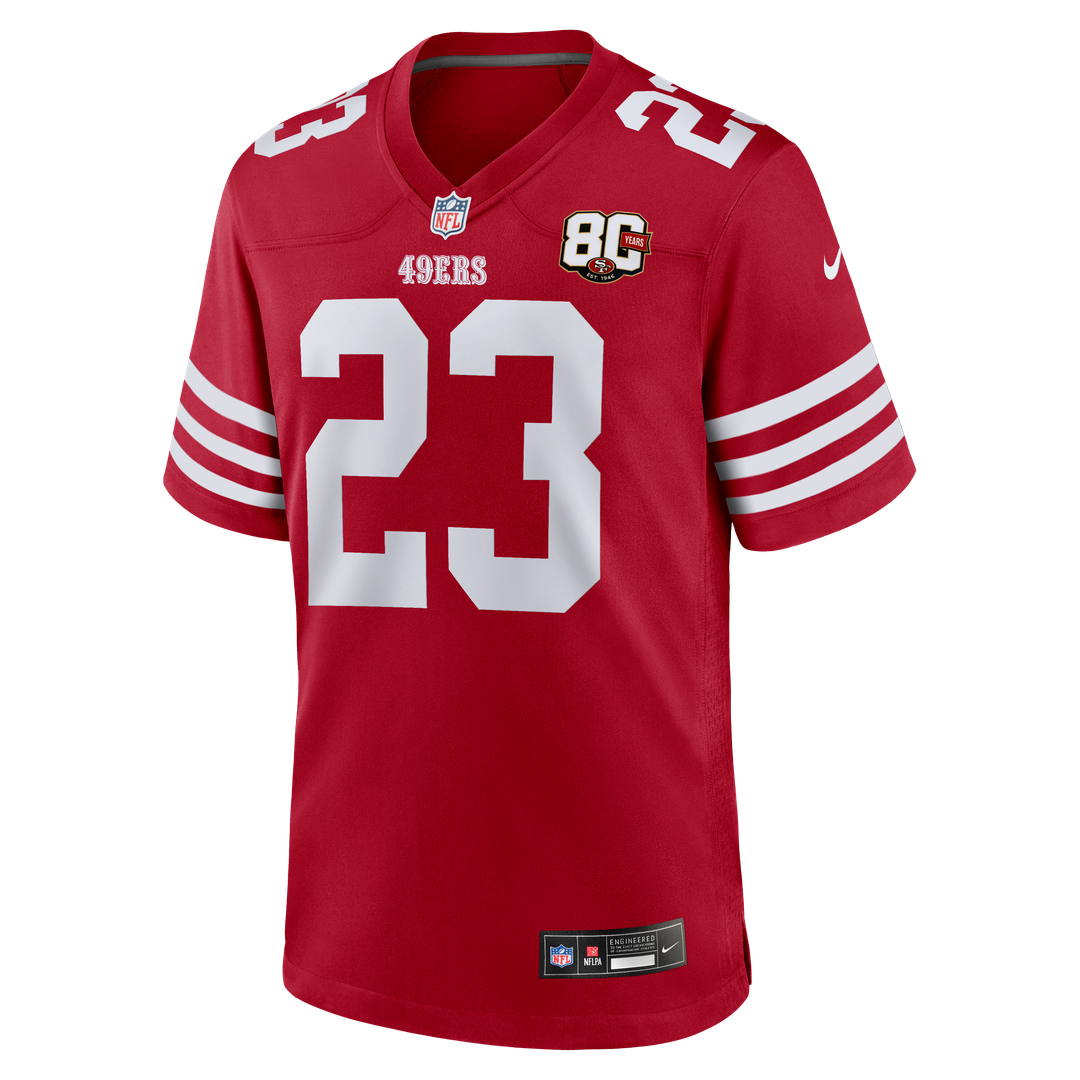 San Francisco 49ers Christian McCaffrey Nike White 80th Anniversary Game Jersey