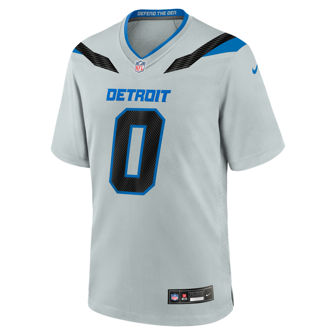 Detroit Lions Jahmyr Gibbs Nike Silver 2026 Rivalries Collection Game Jersey