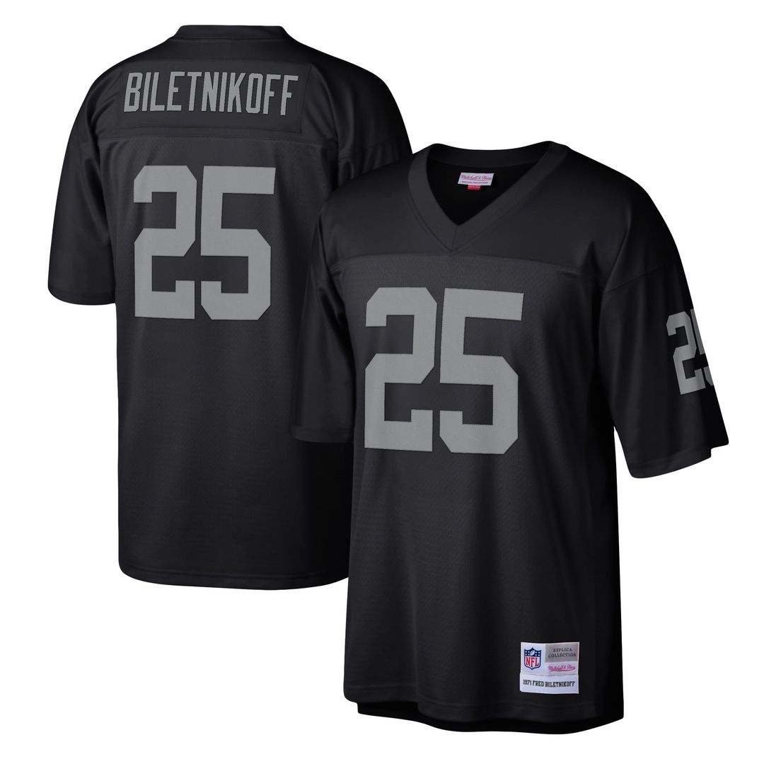 Las Vegas Raiders Fred Biletnikoff Mitchell & Ness Black Legacy Replica Jersey