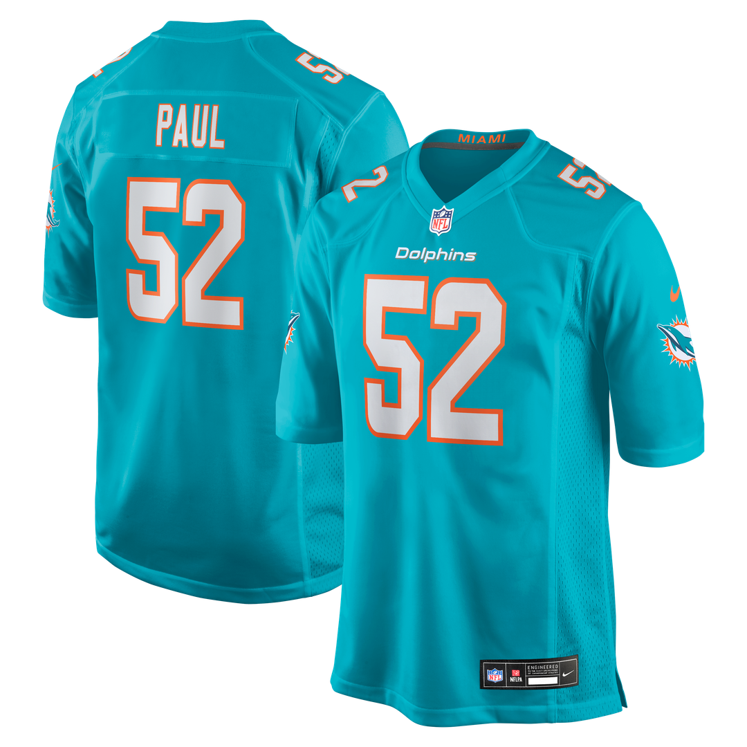 Miami Dolphins Patrick Paul Nike Aqua Game Jersey