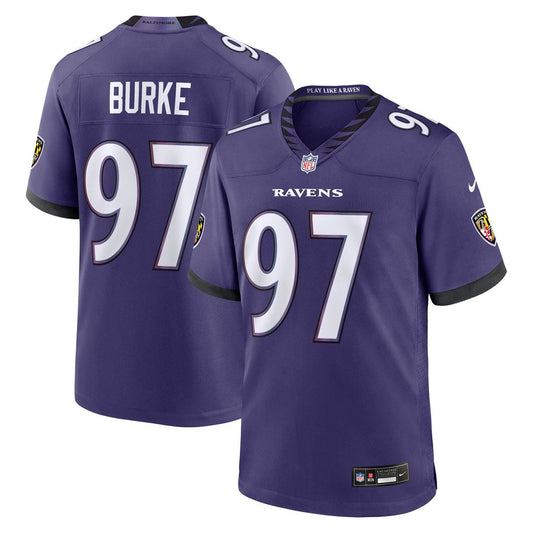 Baltimore Ravens Ethan Burke Nike Purple Team Game Jersey