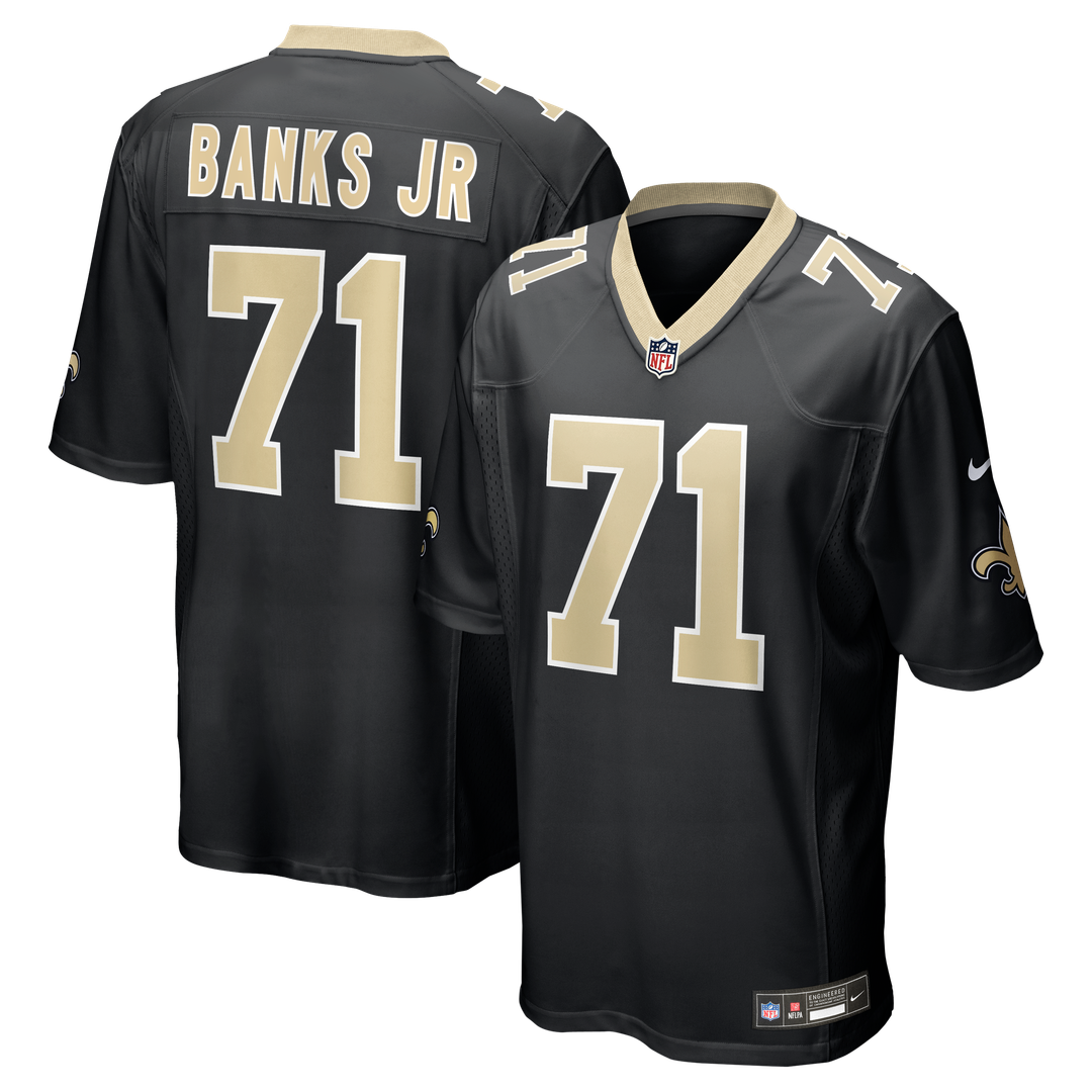 New Orleans Saints Kelvin Banks Jr. Nike Black Game Player Jersey