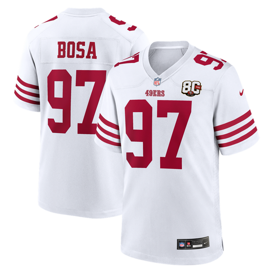 San Francisco 49ers Nick Bosa Nike White 80th Anniversary Game Jersey