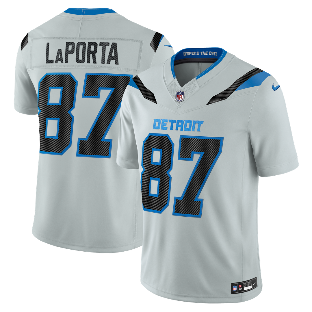 Detroit Lions Sam LaPorta Nike Silver 2026 Rivalries Collection Stitched Limited Jersey