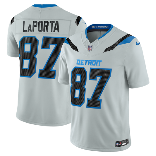 Detroit Lions Sam LaPorta Nike Silver 2026 Rivalries Collection Stitched Limited Jersey