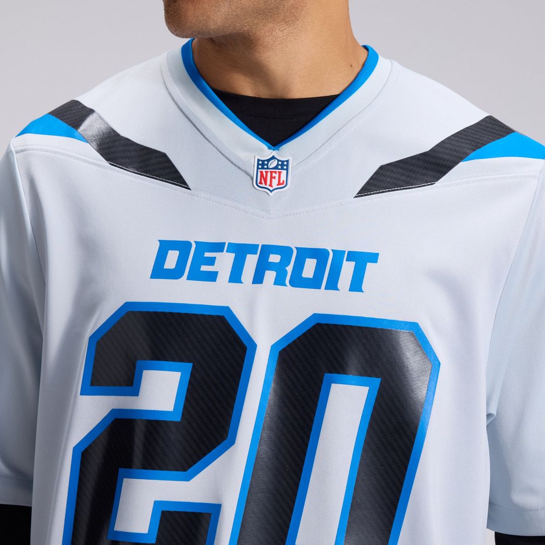 Detroit Lions Barry Sanders Nike Silver 2026 Rivalries Collection Game Jersey