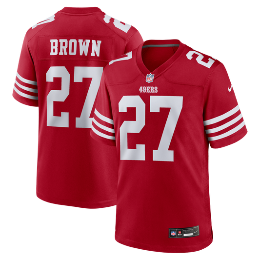 San Francisco 49ers Ji'Ayir Brown Nike Scarlet Team Game Jersey