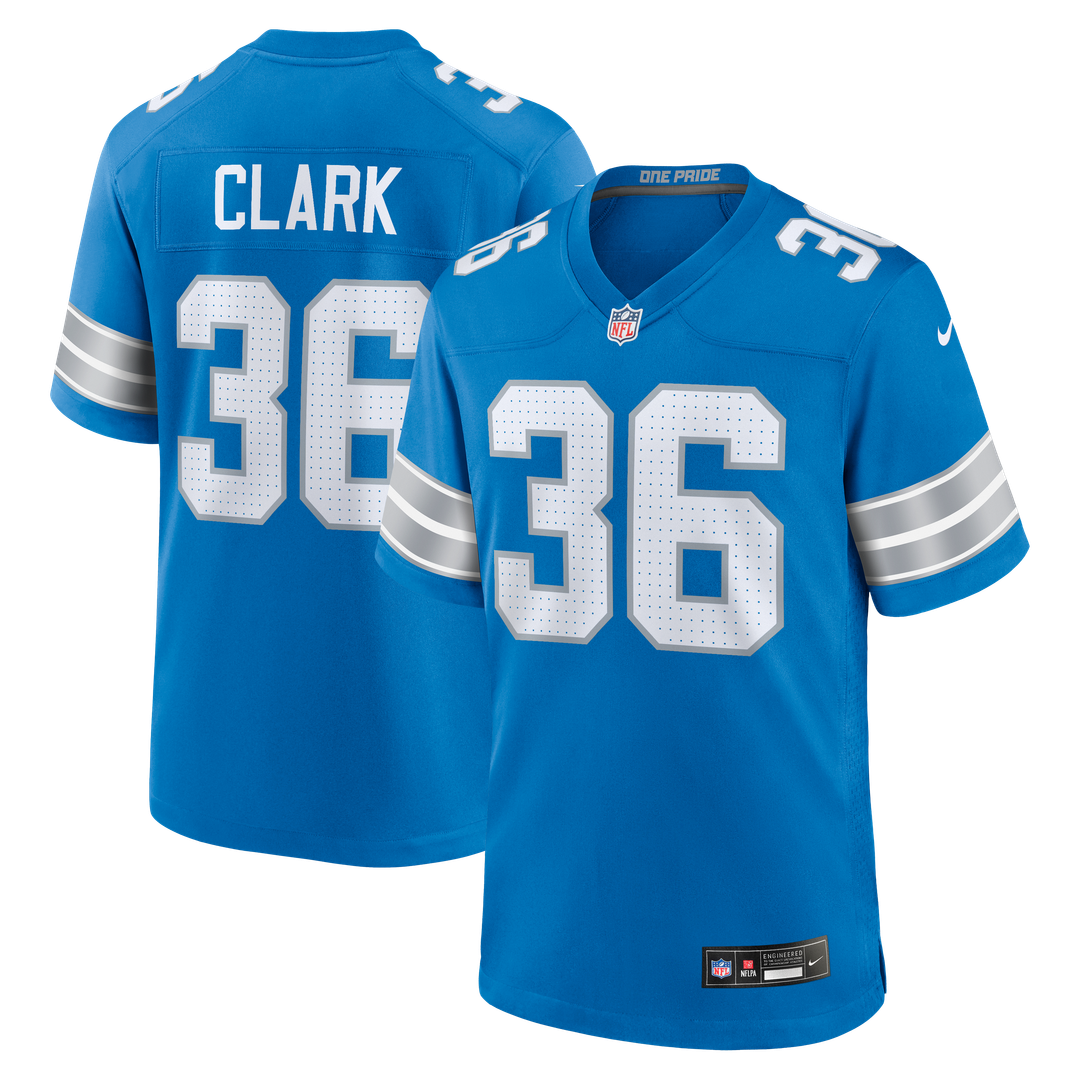 Detroit Lions Chuck Clark Nike Blue Team Game Jersey