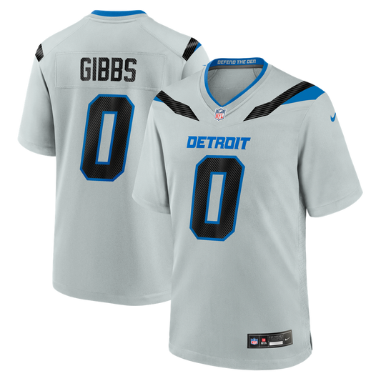Detroit Lions Jahmyr Gibbs Nike Silver 2026 Rivalries Collection Game Jersey