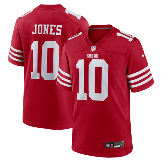 San Francisco 49ers Mac Jones Nike Scarlet Team Game Jersey