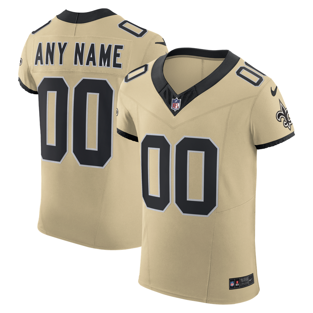 New Orleans Saints Nike Gold Alternate Vapor F.U.S.E. Elite Custom Jersey