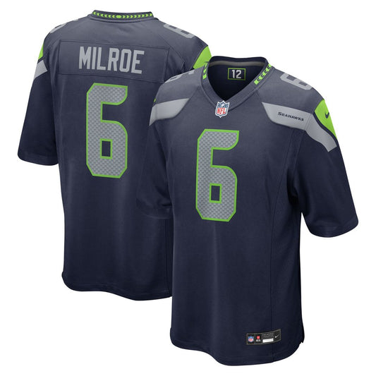 Seattle Seahawks Jalen Milroe Nike College Navy 2025 NFL Draft Game Jersey