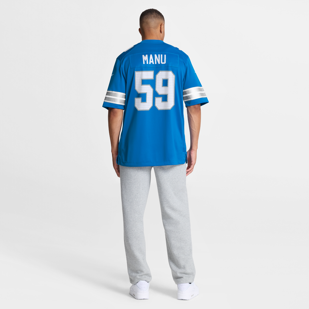 Detroit Lions Giovanni Manu Nike Blue Team Game Jersey
