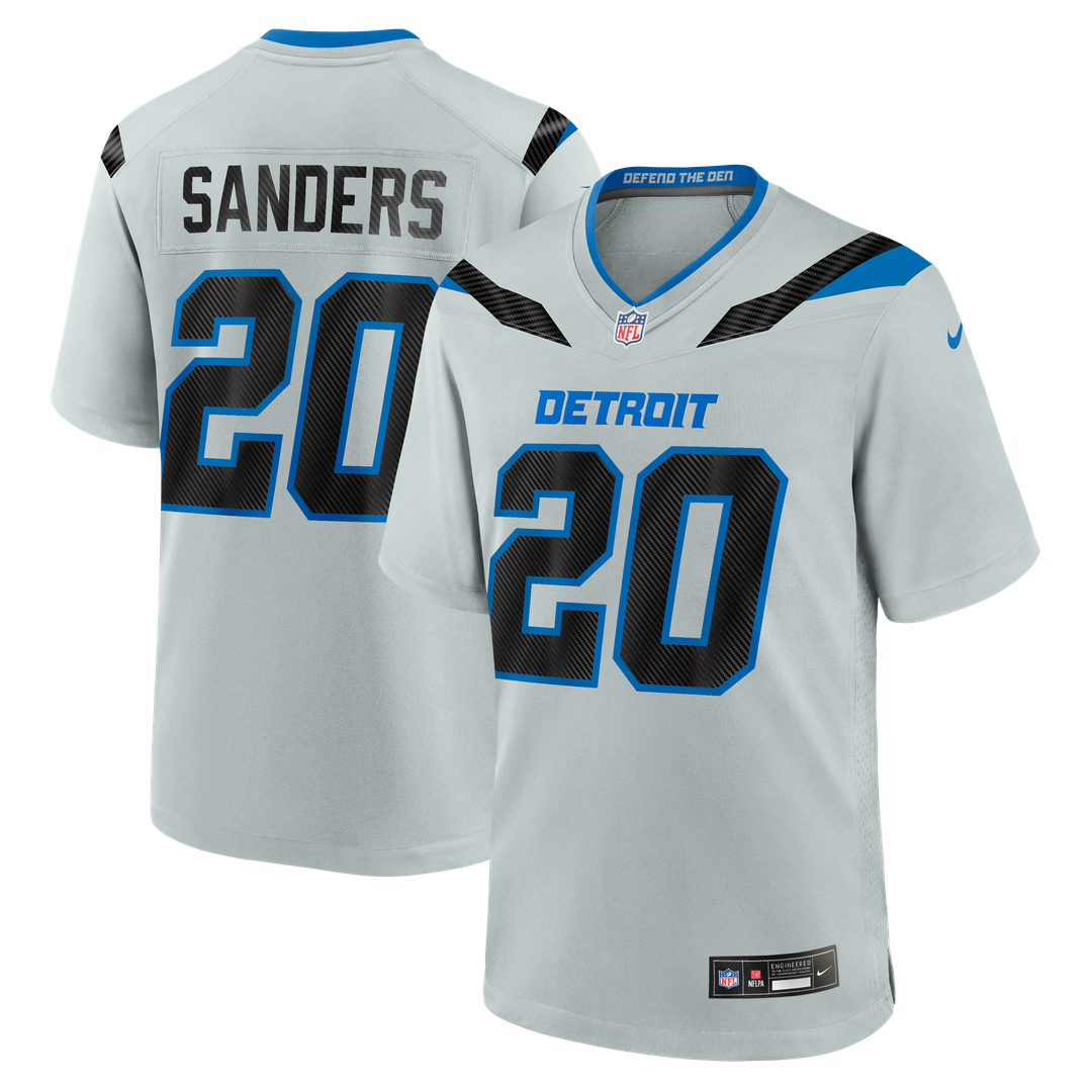 Detroit Lions Barry Sanders Nike Silver 2026 Rivalries Collection Game Jersey